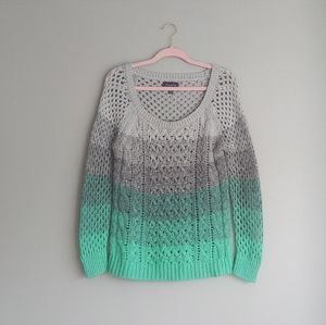 American Eagle Gray and Mint Ombre Sweater